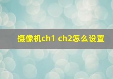 摄像机ch1 ch2怎么设置